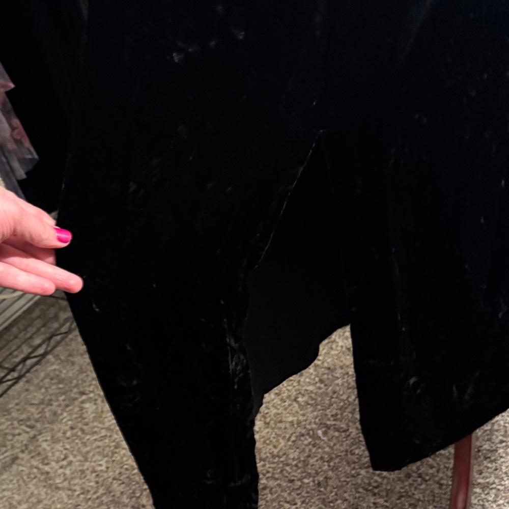 Johnny Was Black Velvet Dress with Lace Detail - Picture 4 of 9